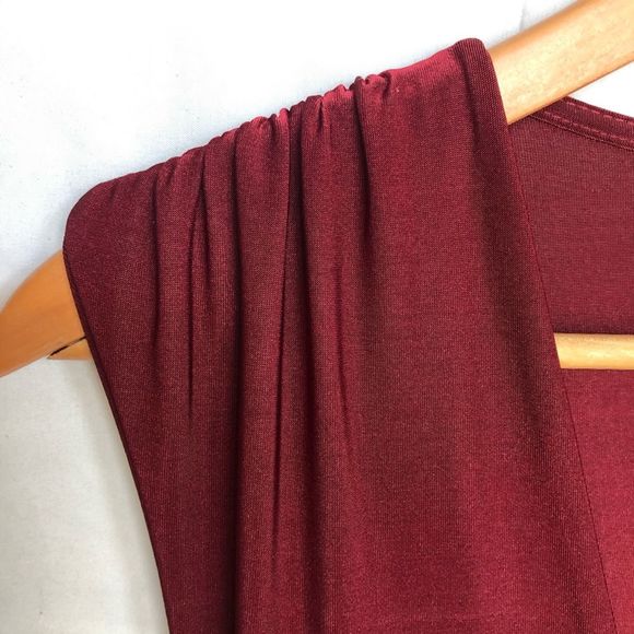 MISSGUIDED Wine Colored Ruched Midi Dress - Picture 5 of 8